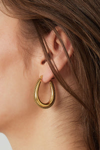 Stylish Stainless Steel Hoop Earrings - Silver & Gold