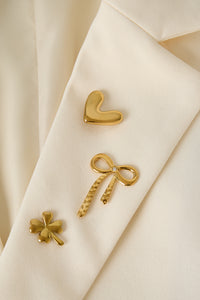 Elegant Gold-Toned Stainless Steel Brooch Set