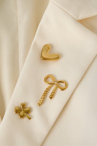 Elegant Gold-Toned Stainless Steel Brooch Set