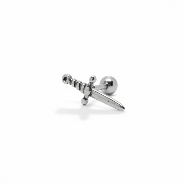 Zilverkleurige Barbell Piercing Dolk Chirurgisch Staal – Edgy Design