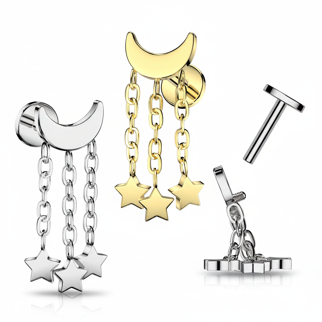 Labret Titanium Maan & Sterren