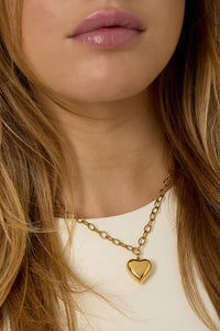 Roestvrijstalen hangerkettingen met hartvormige hanger, casual en eenvoudig model, dames sieraden.