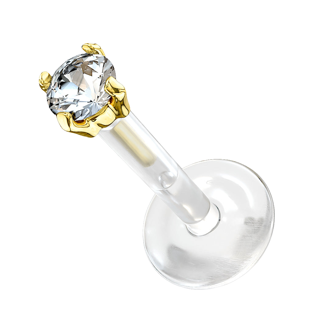 Labret Bioflex 14Kt Goud Zirconia Steen - Goud