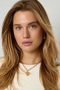 Roestvrijstalen hangerkettingen met hartvormige hanger, casual en eenvoudig model, dames sieraden.