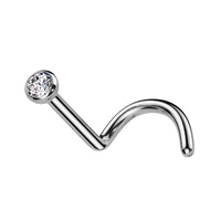 Zilverkleurige neuspiercing met kristal van titanium voor de neusvleugel