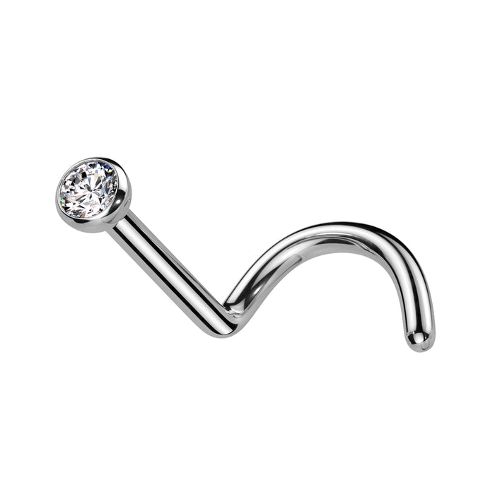 Zilverkleurige neuspiercing met kristal van titanium voor de neusvleugel