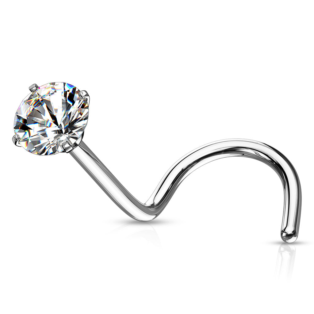 Neuspiercing van titanium met heldere zirconia, minimalistisch design voor de neus
