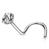 Neuspiercing van titanium met heldere zirconia, minimalistisch design voor de neus