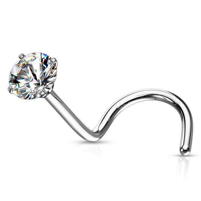 Neuspiercing van titanium met heldere zirconia, minimalistisch design voor de neus