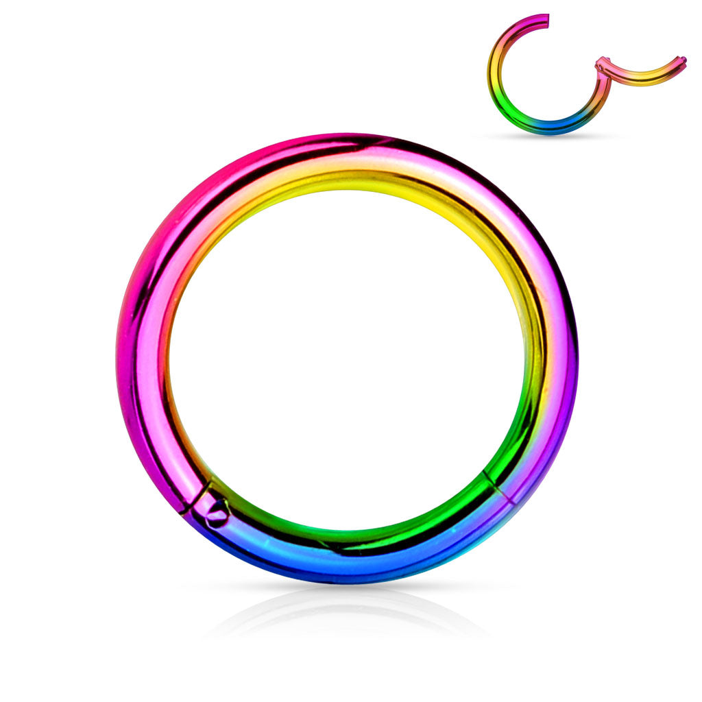 Clicker neuspiercing van chirurgisch staal met PVD multicolor coating, geschikt voor o.a. neus, oor, wenkbrauw