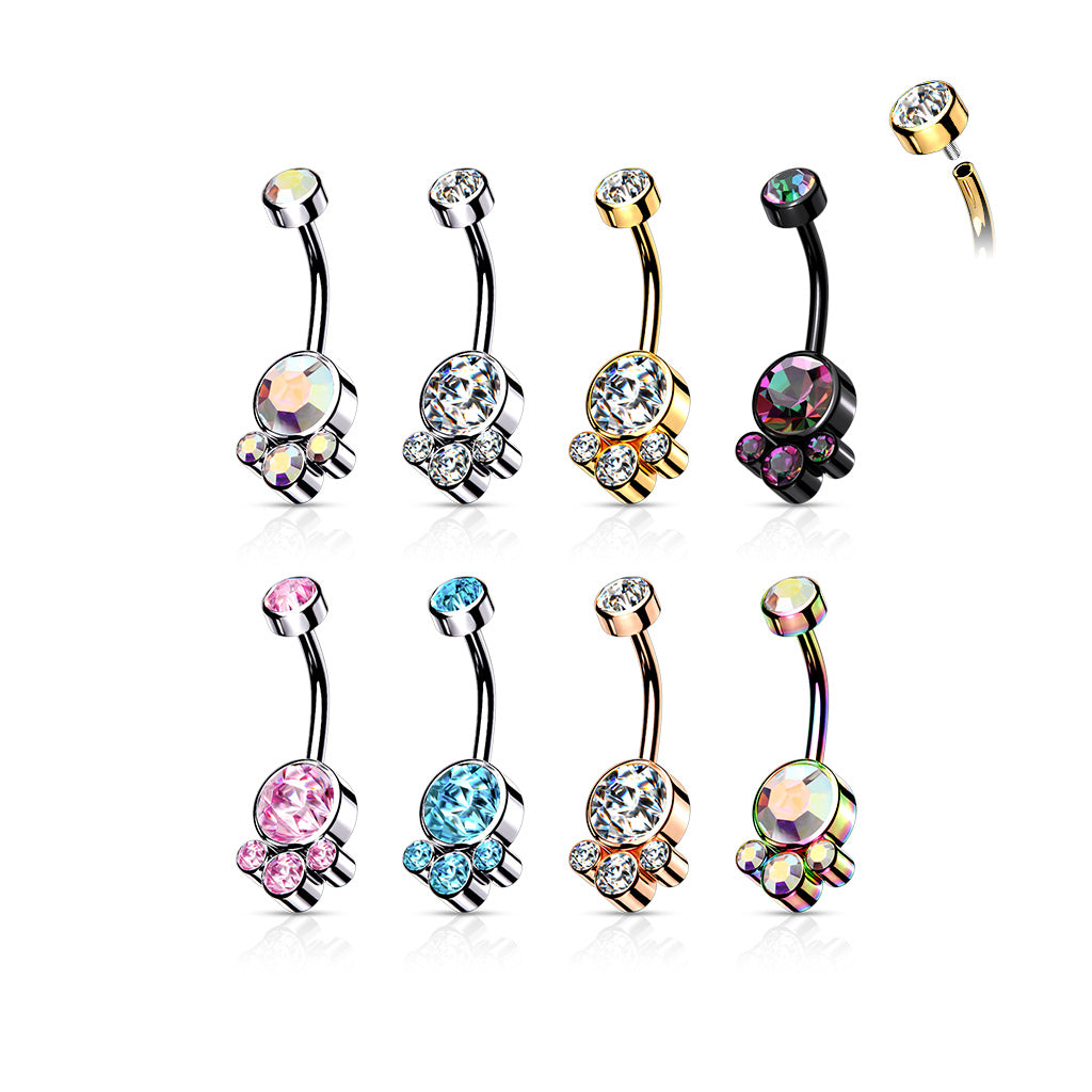 Navelpiercing Zirconia Cluster Zilverkleurig – Chirurgisch Staal