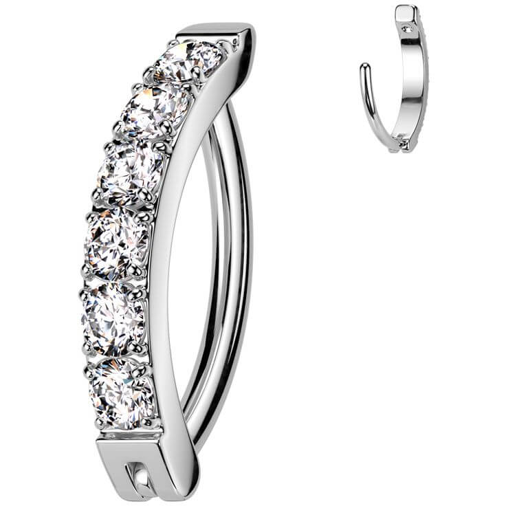 Navelpiercing Klikker Zirconia Small Zilverkleurig - Titanium