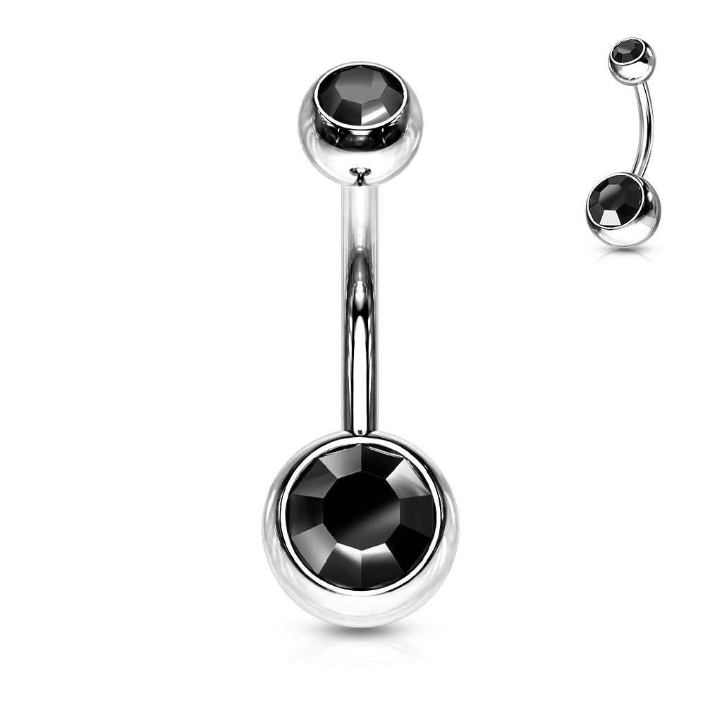 Navelpiercing Basic Dubbel Kristal - Chirurgisch Staal