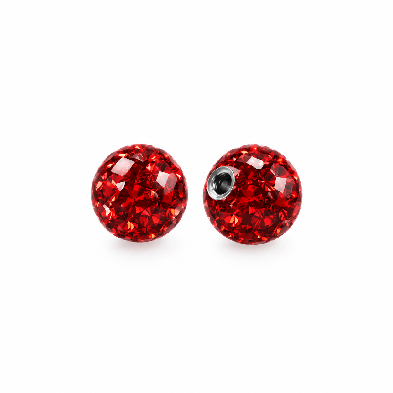 Balletje 1.6 mm Multi Kristal Rood - Chirurgisch Staal & Resin