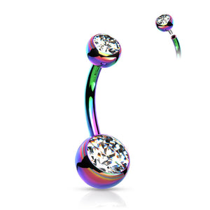 Navelpiercing Regenboog Kristal - Titanium