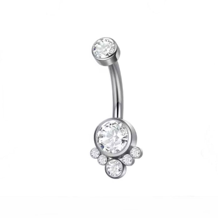 Navelpiercing Cluster Zetting Zilverkleurig – Titanium