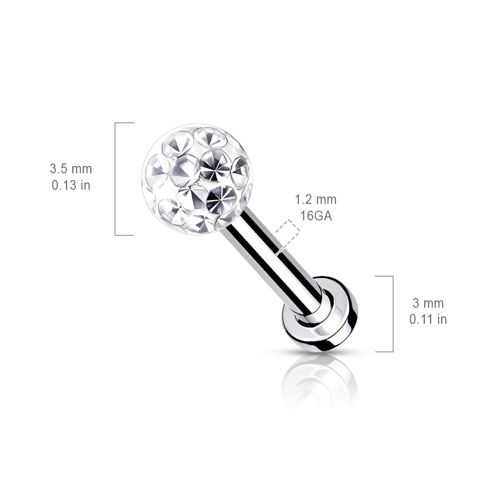 Multi Kristal Labret Zilverkleurig - Chirurgisch Staal