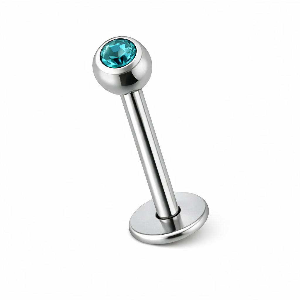 Labret Kristal Bal Turquoise Zilverkleurig - Chirurgisch Staal