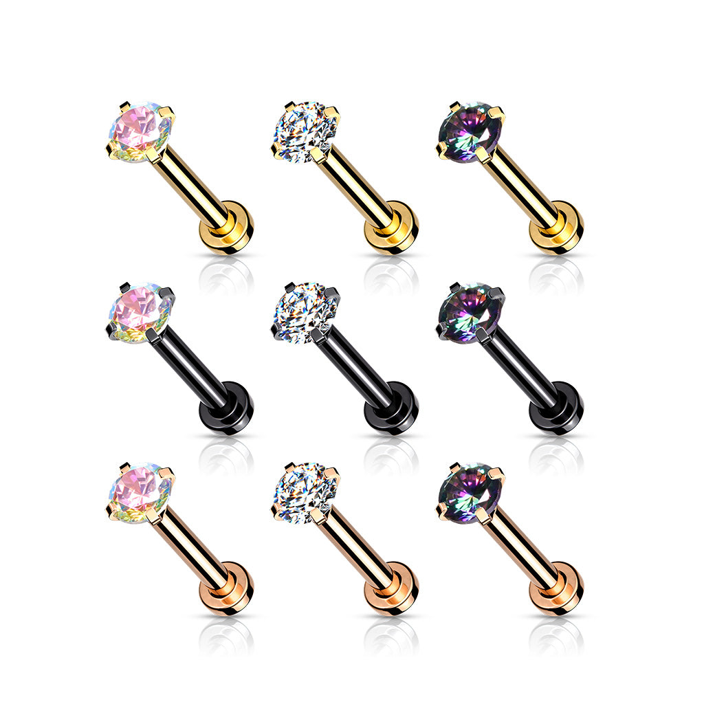 Labret Micro Base Zirconia Vitrail Medium Goudkleurig - Chirurgisch Staal