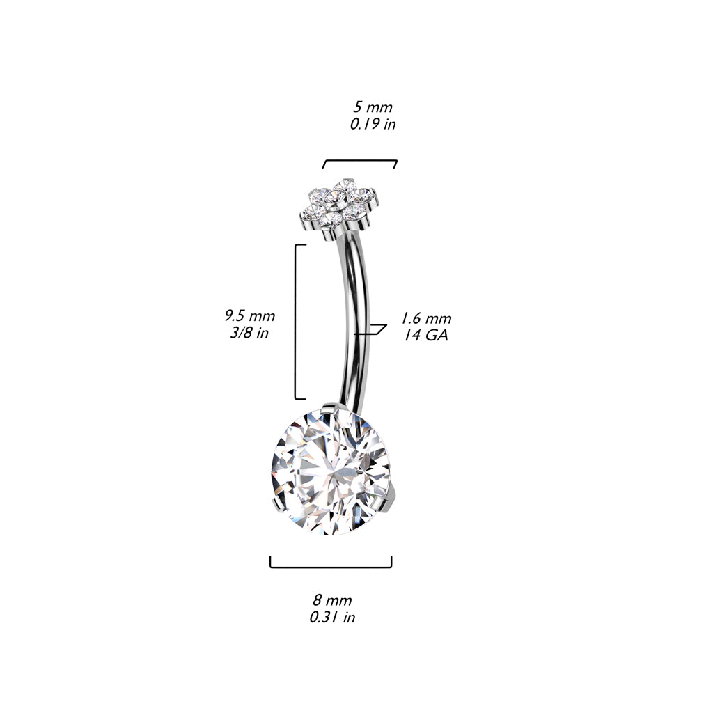 Navelpiercing Zirconia Bloem Top Goudkleurig – Titanium