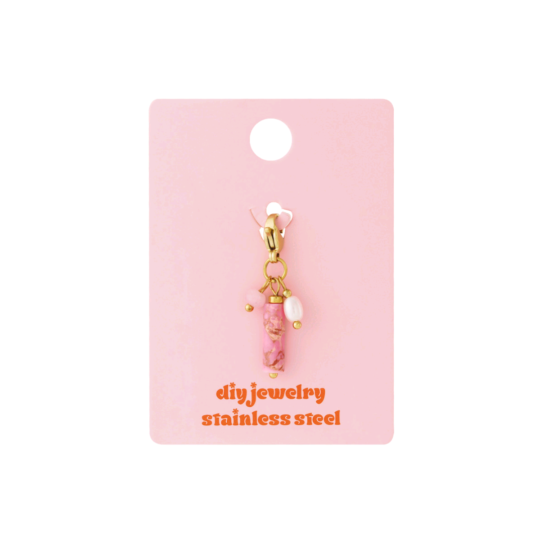 Bedel Ketting Wonder Lilli June™ Roze Goudkleurig - Roestvrij Staal