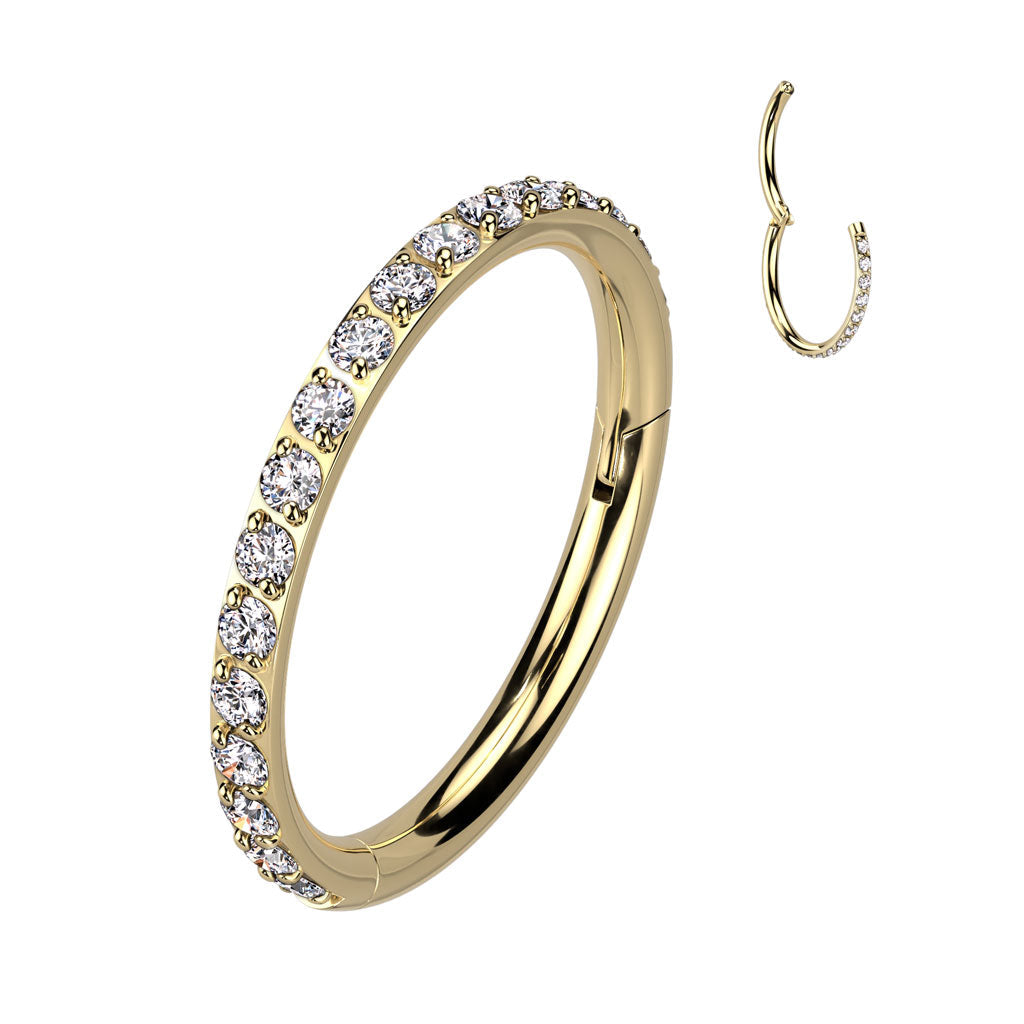 Klikring Zirconia Zijkant Goudkleurig - Titanium