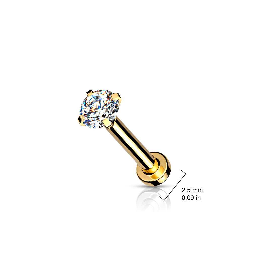 Labret Micro Base Zirconia Vitrail Medium Goudkleurig - Chirurgisch Staal