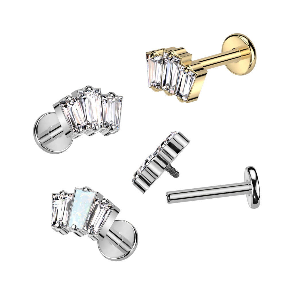 Labret Baguette Zilverkleurig - Titanium