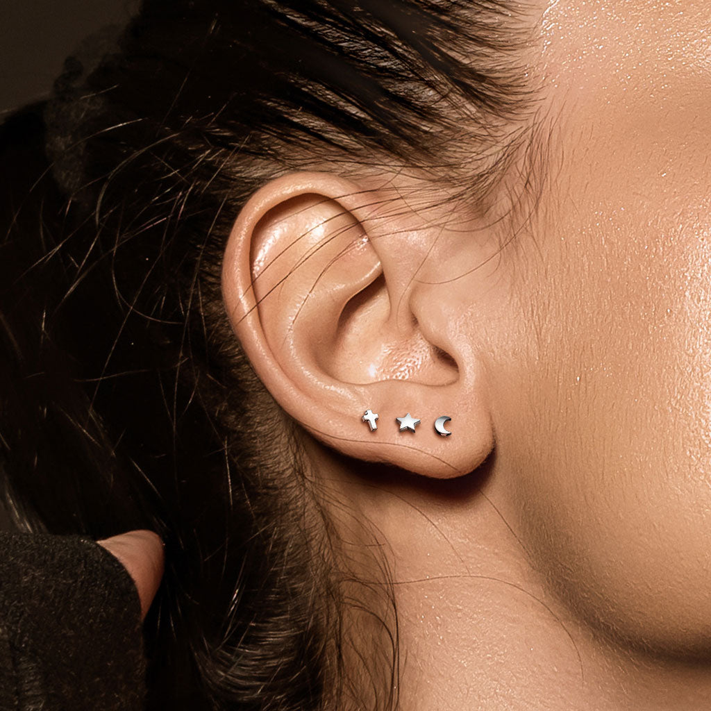 Labret Ster Zilverkleurig - Titanium