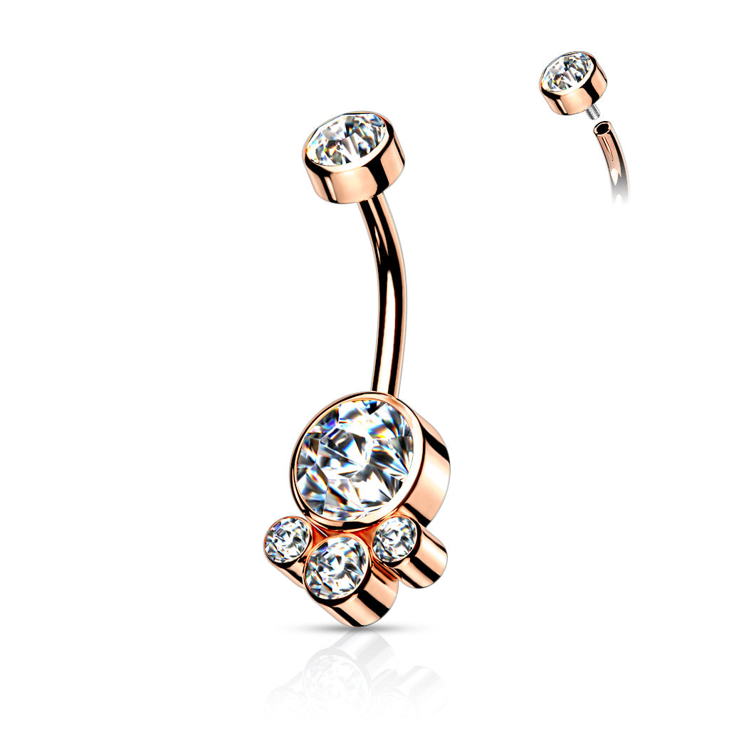 Navelpiercing Zirconia Cluster Rosé - Chirurgisch Staal & PVD