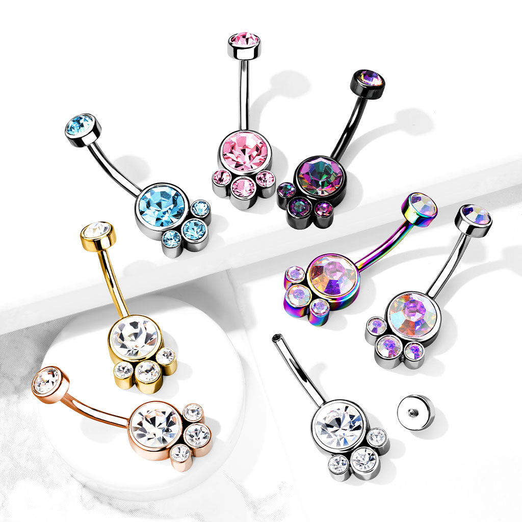 Navelpiercing Zirconia Cluster Zilverkleurig – Chirurgisch Staal