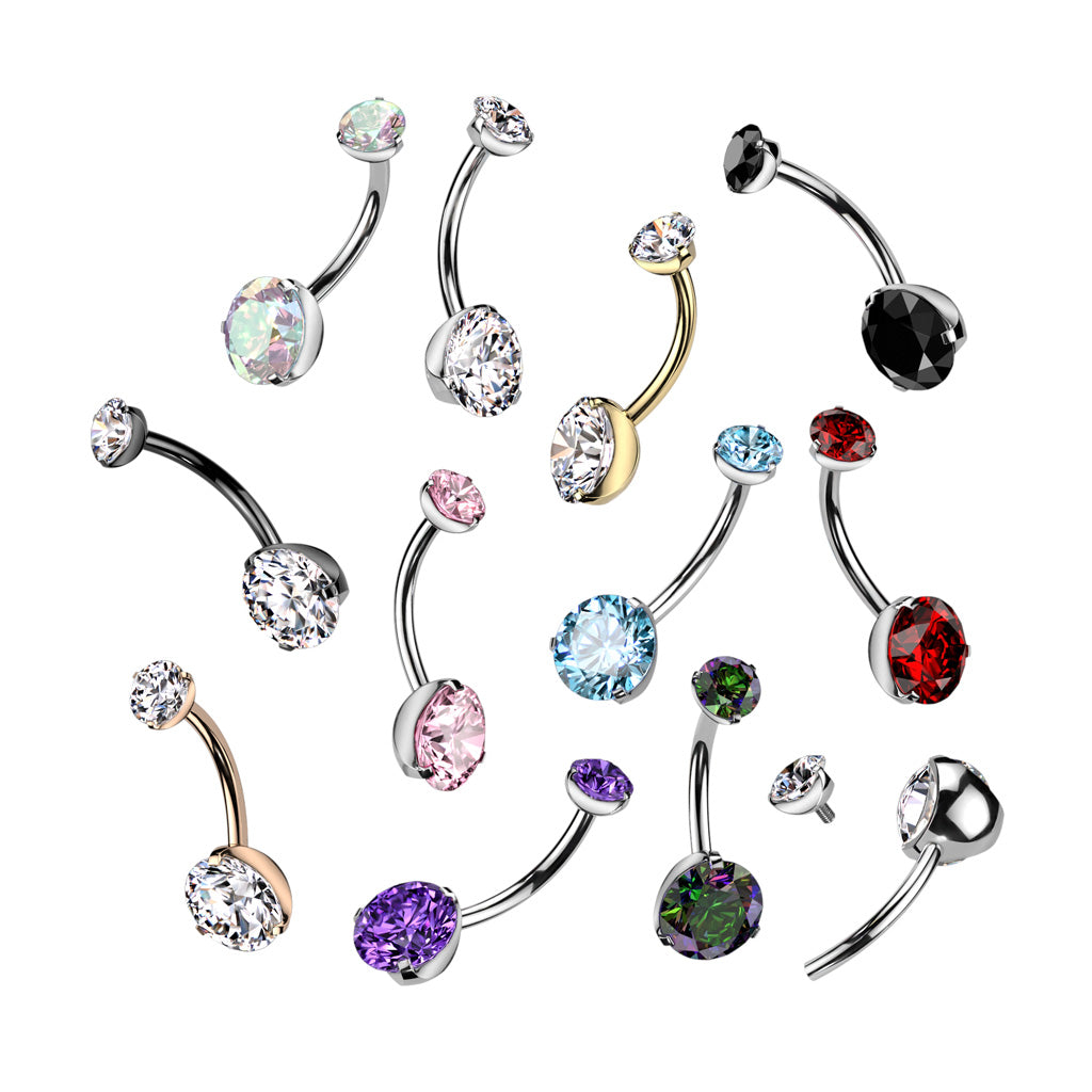 Navelpiercing Zirconia Goudkleurig - Titanium & PVD