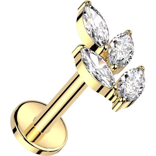 Labret Zirconia Vine Goudkleurig - Titanium - Terug voor 20/08