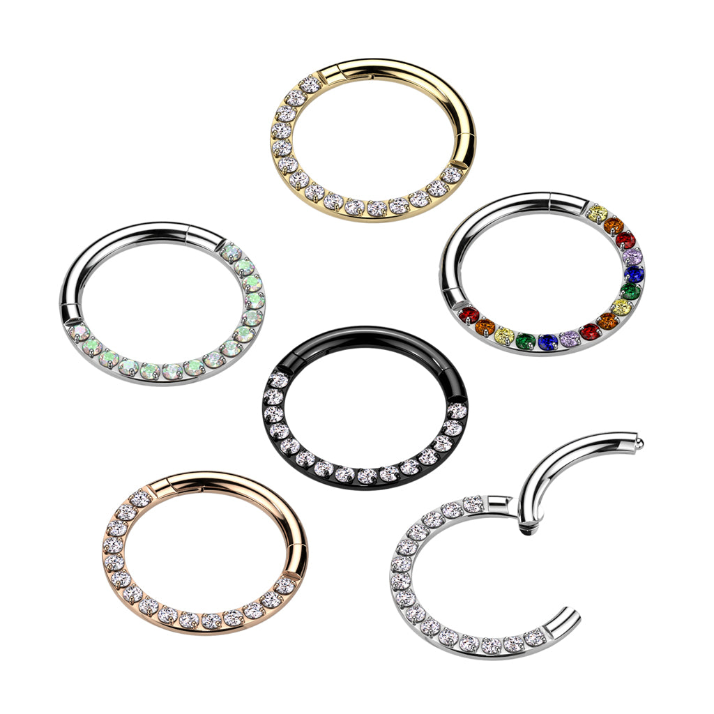 Klikring Voorzijde Zirconia Clicker Zilverkleurig - Titanium