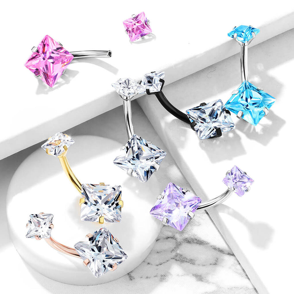Navelpiercing Groot Kristal Goudkleurig – Chirurgisch Staal