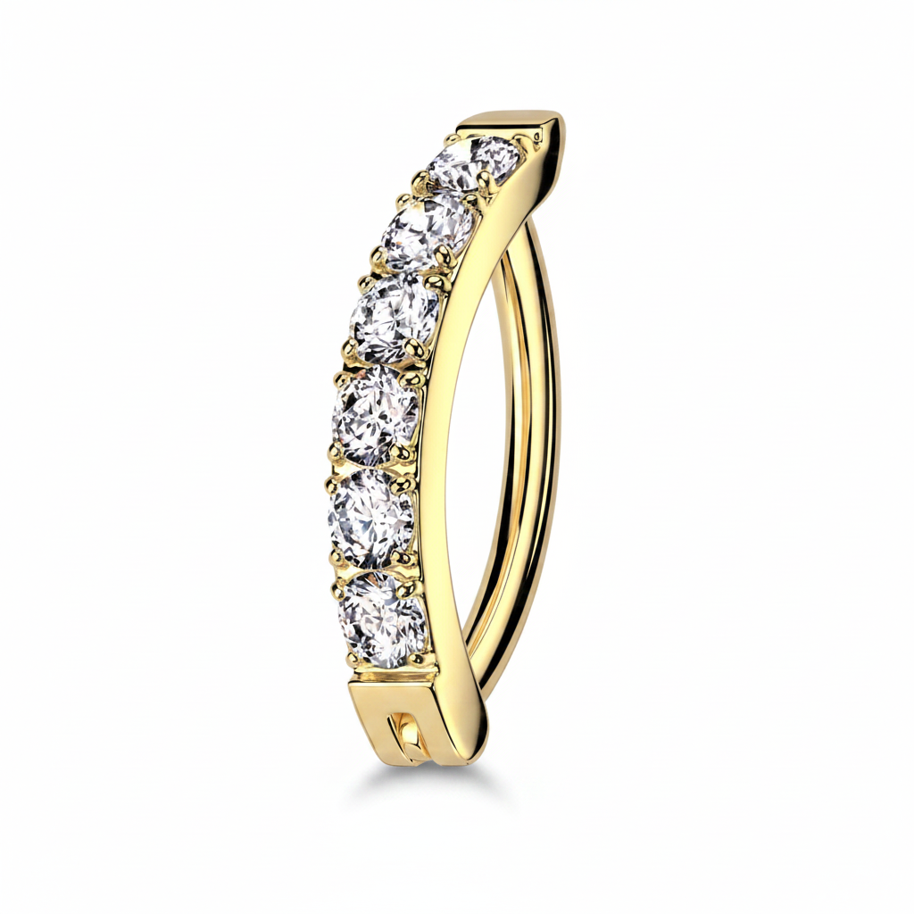 Navelpiercing Ovale Klikker Zirconia Small Goudkleurig - Titanium