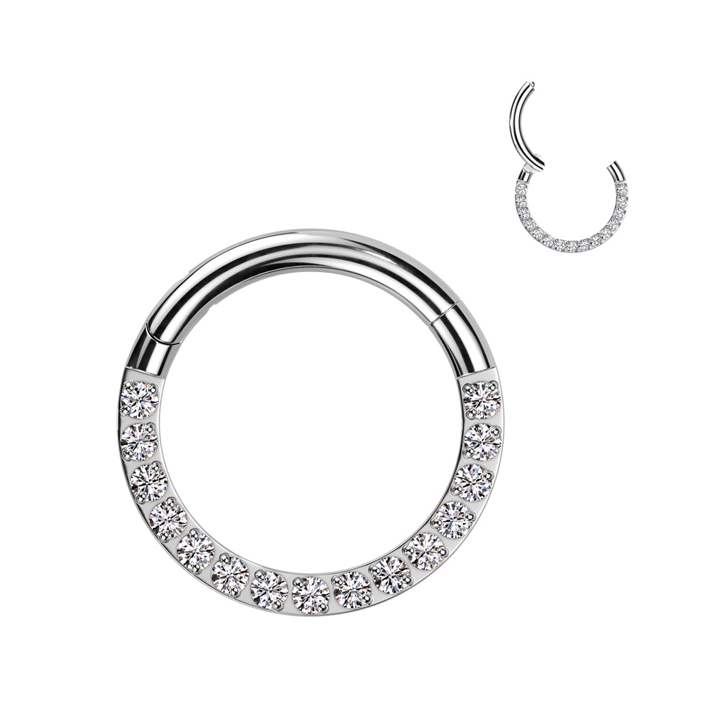 Klikring Voorzijde Zirconia Clicker Zilverkleurig - Titanium
