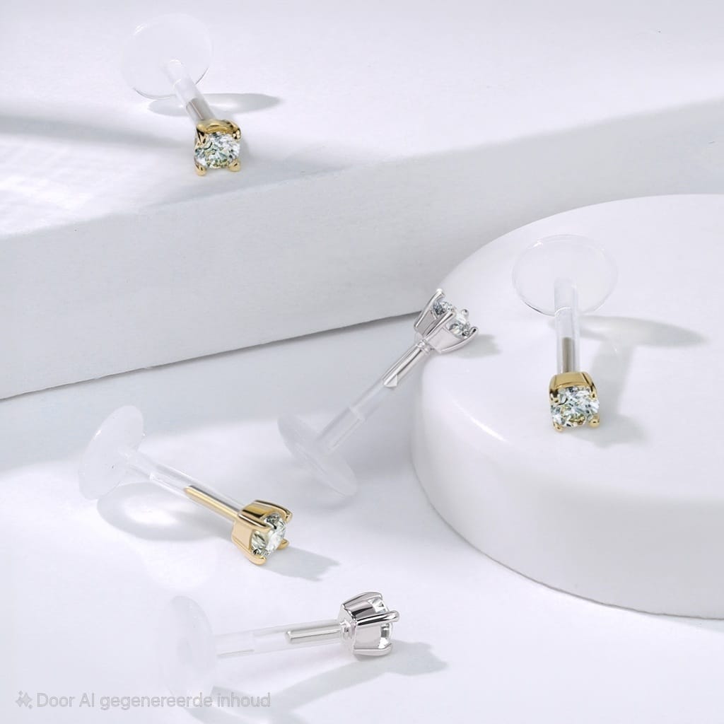 Labret Bioflex 14Kt Goud Zirconia Steen - Goud