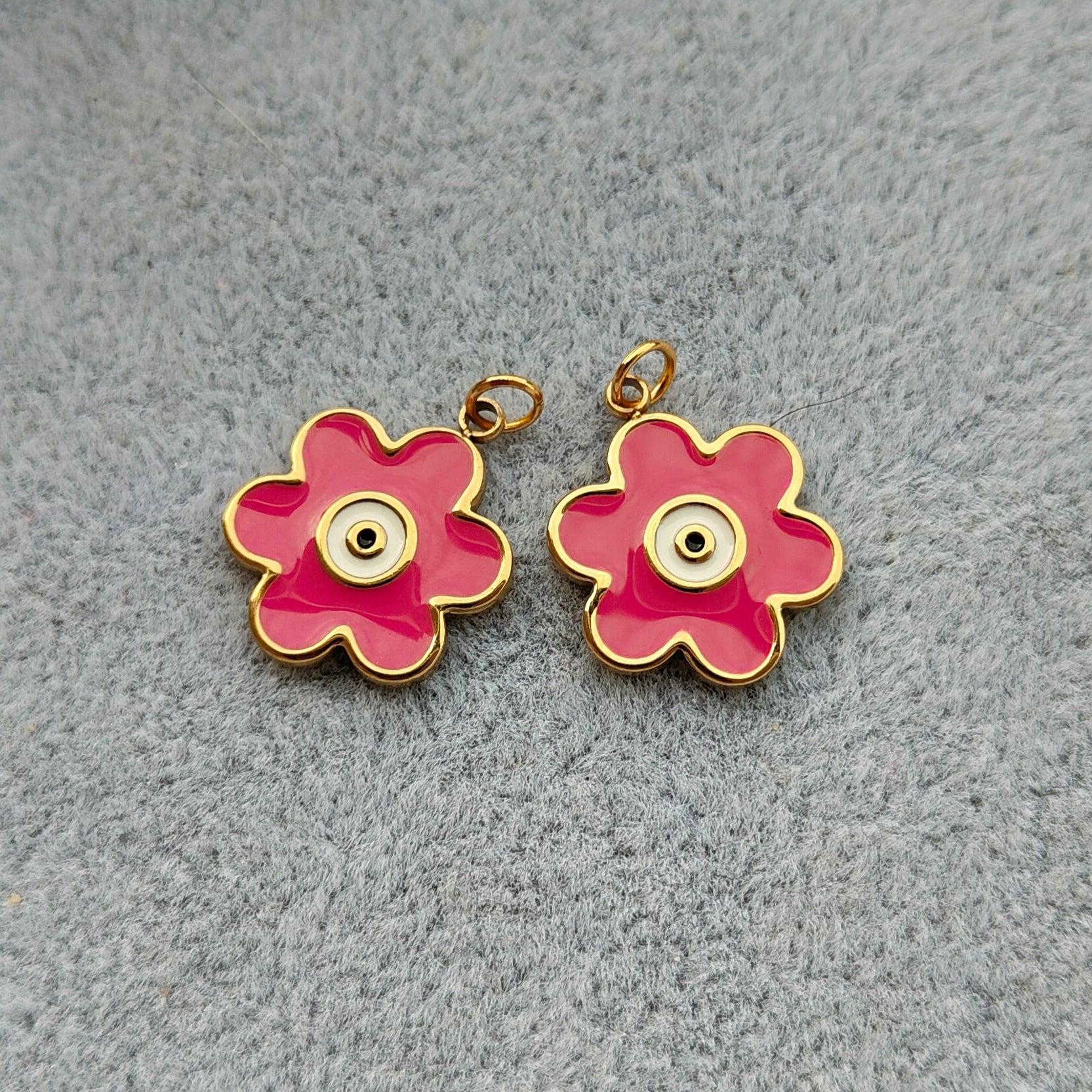 Bedel Oorbel of Ketting Bloem Roze - Roestvrij Staal