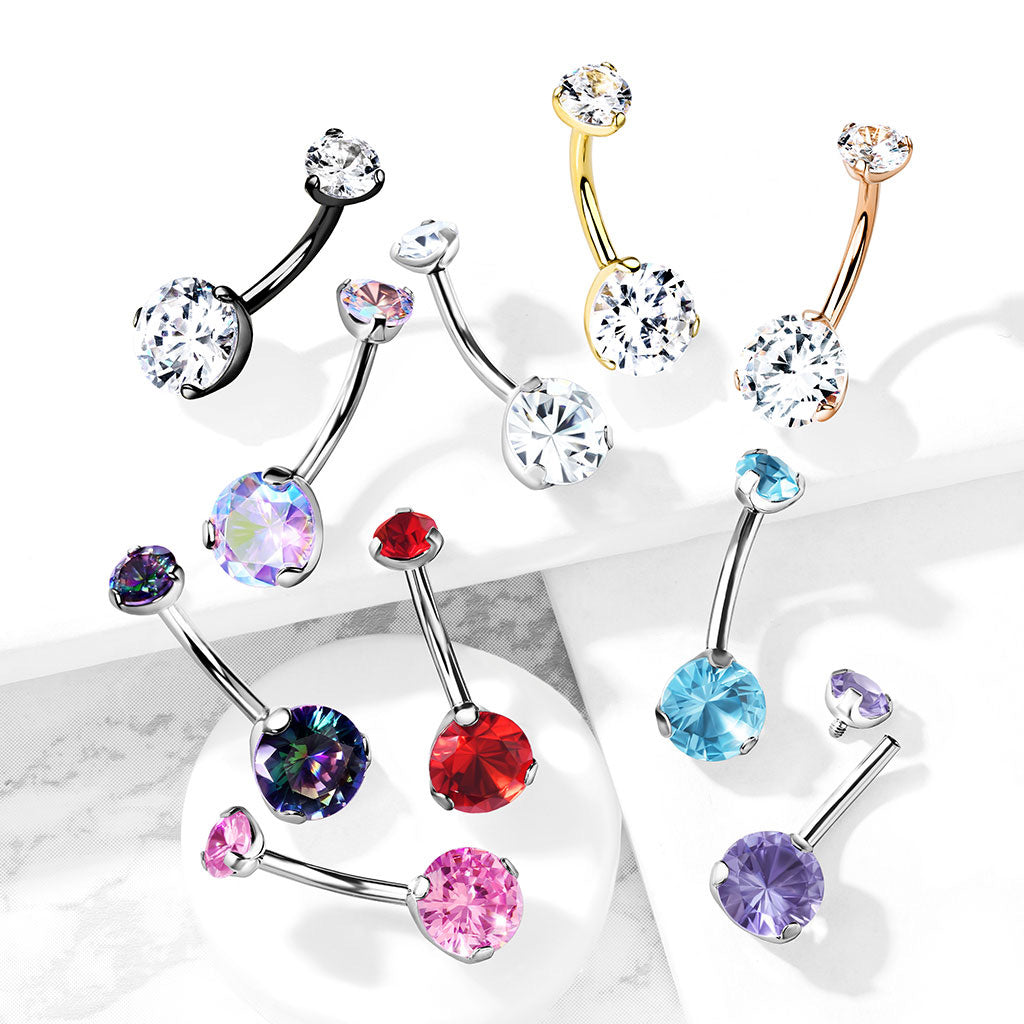 Navelpiercing Zirconia Goudkleurig - Titanium & PVD