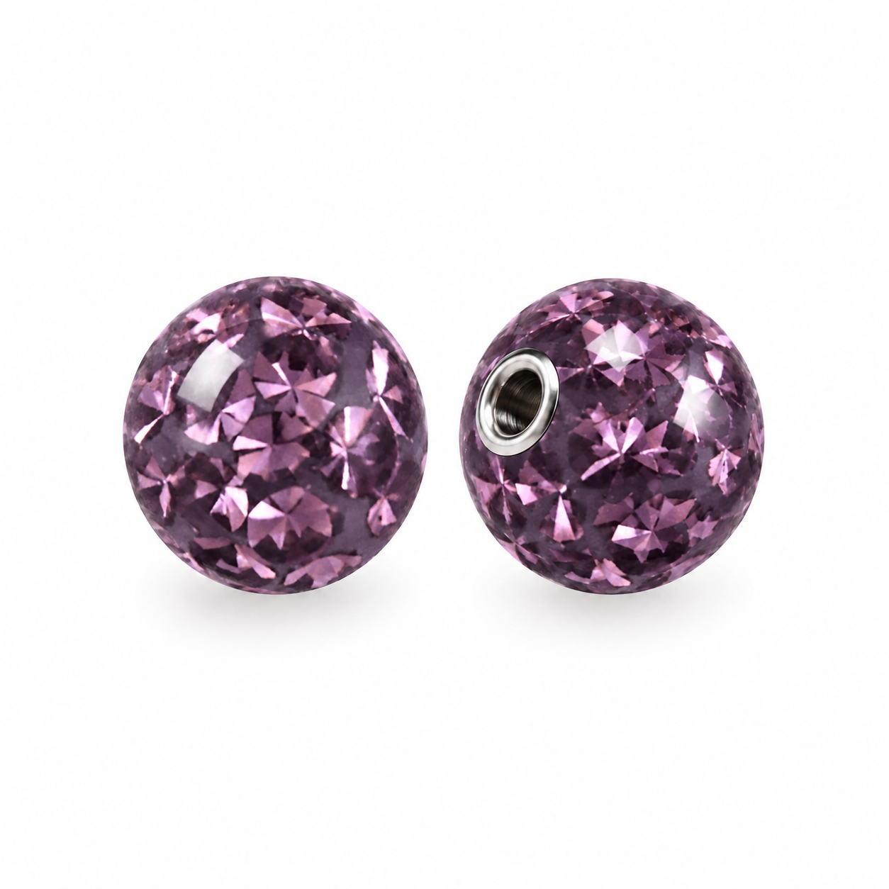 Balletje 1.6 mm Multi Kristal Natuur Paars - Chirurgisch Staal & Resin