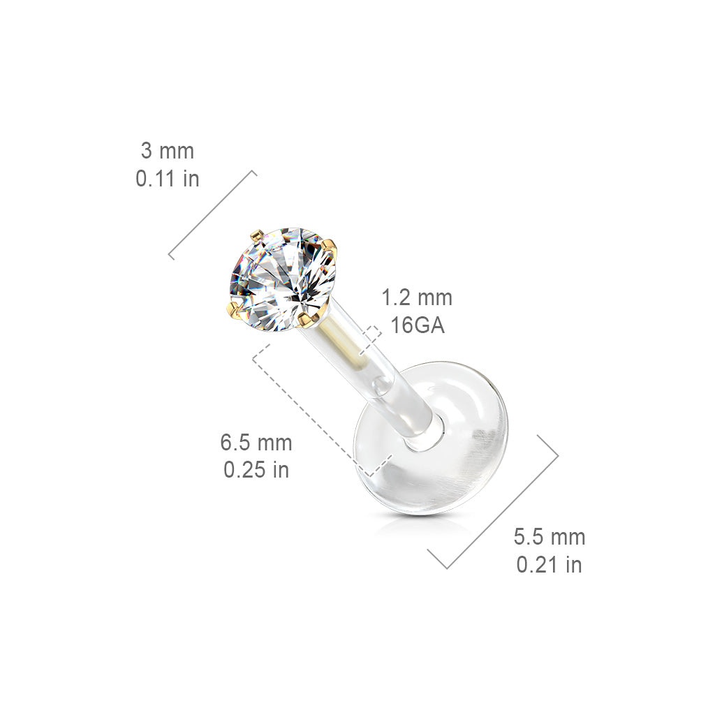 Labret BioFlex Zirconia Goudkleurig - Chirurgisch Staal