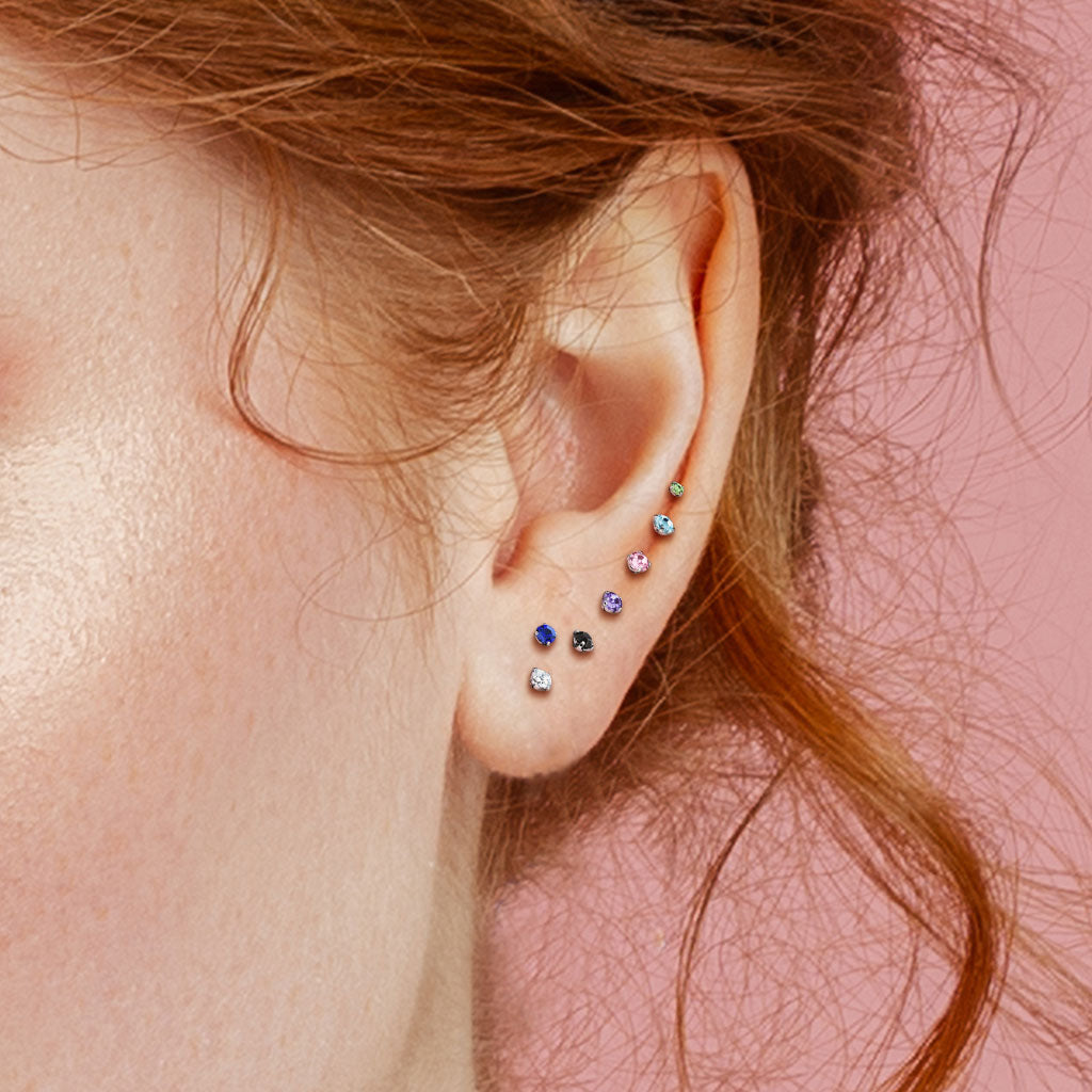 Labret Zirconia Roze Zilverkleurig - Chirurgisch Staal