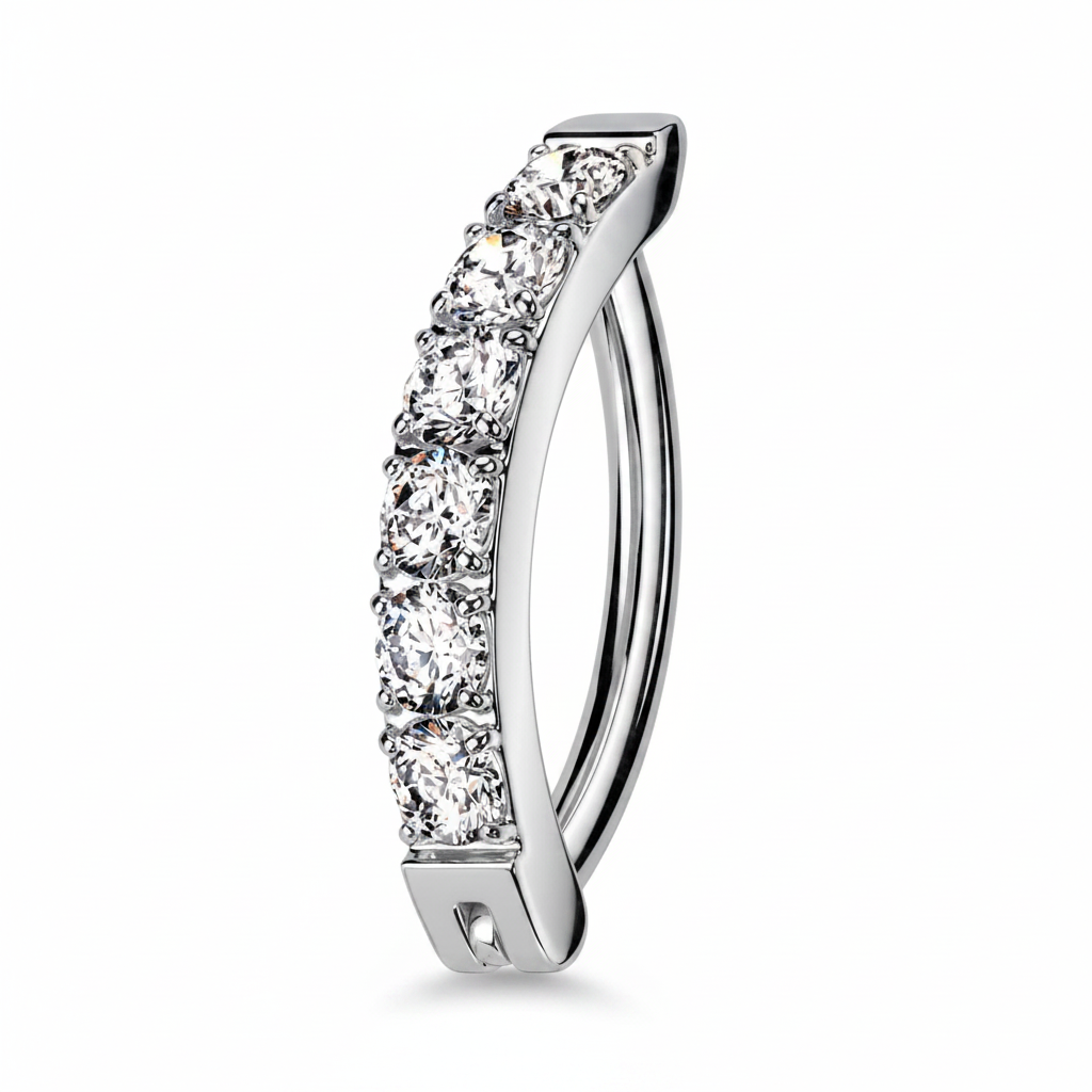 Navelpiercing Klikker Zirconia Small Zilverkleurig - Titanium