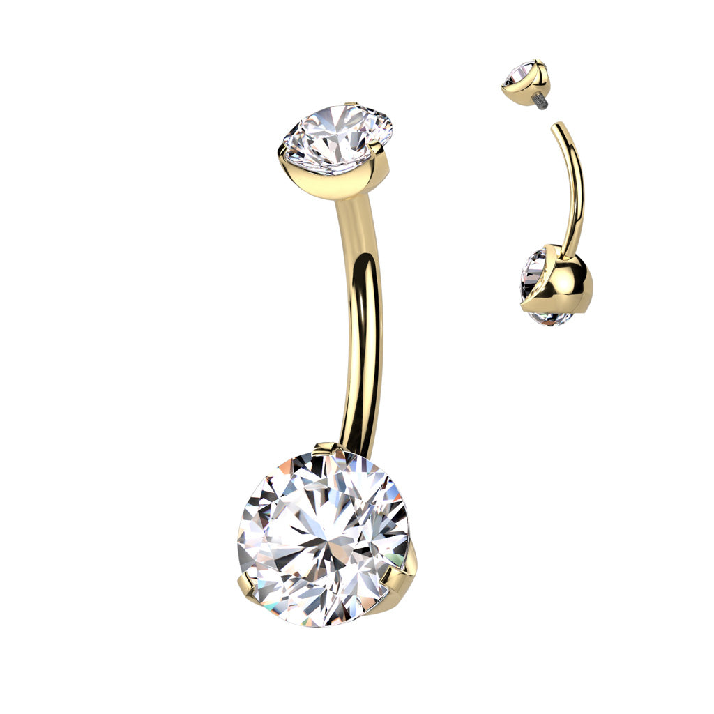 Navelpiercing Zirconia Goudkleurig - Titanium & PVD