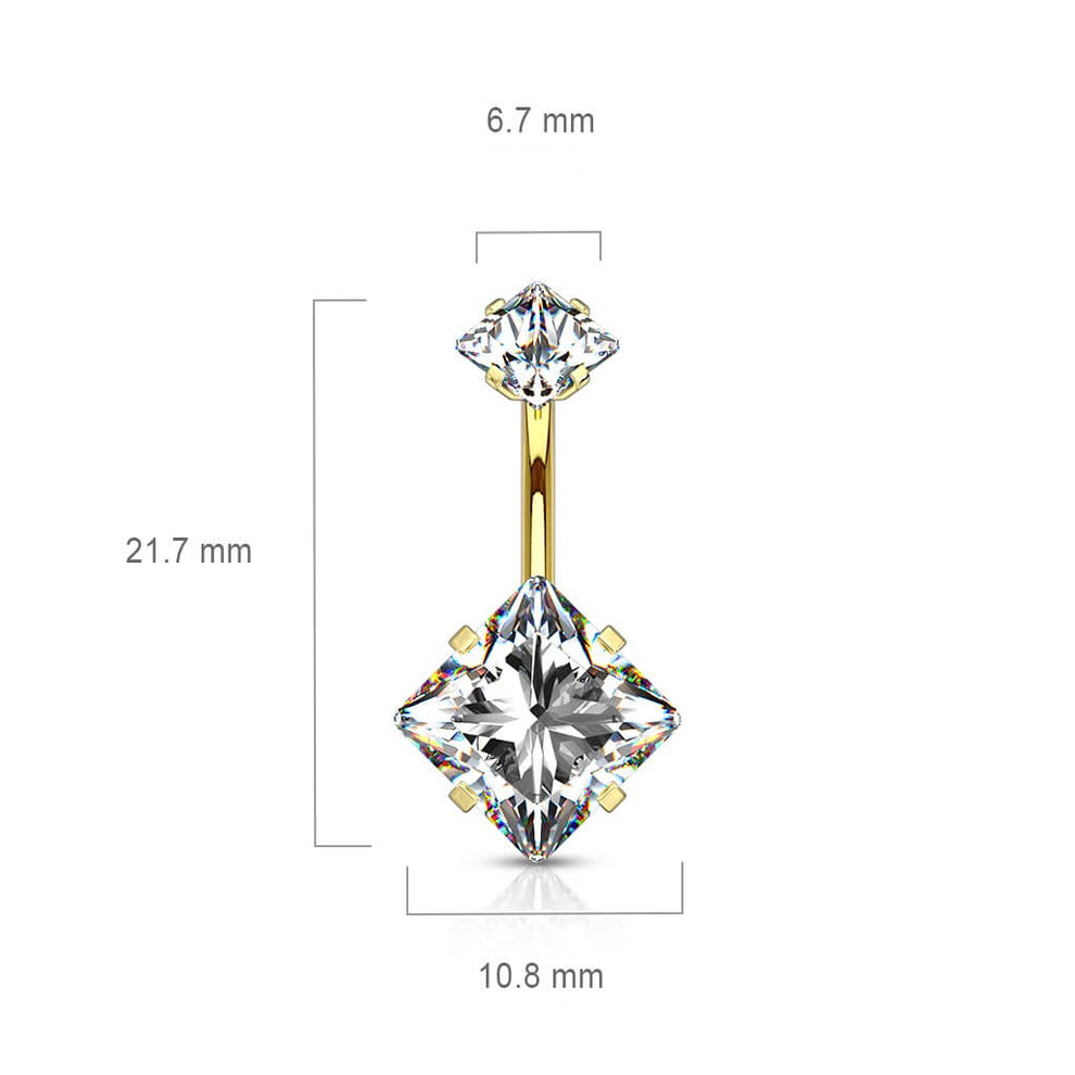 Navelpiercing Groot Kristal Goudkleurig – Chirurgisch Staal