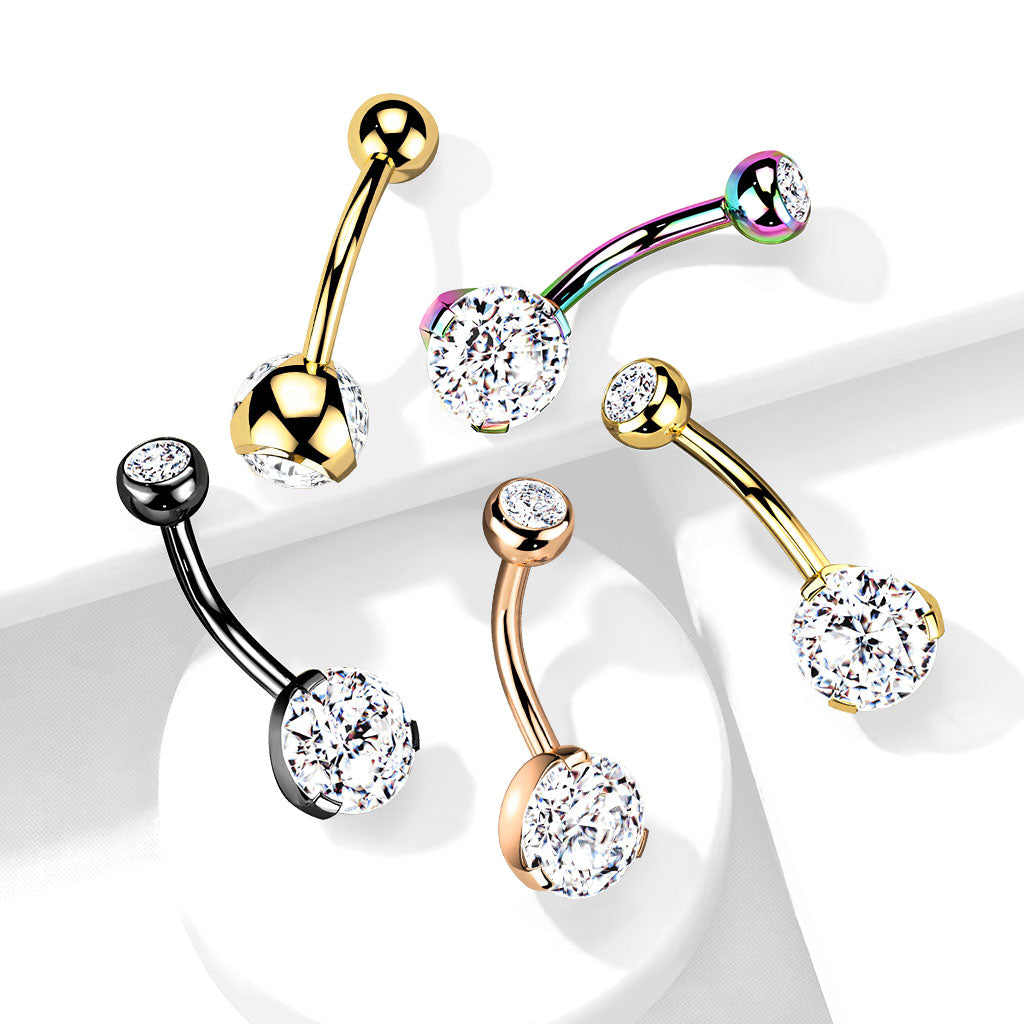 Navelpiercing Kristal Goudkleurig – Chirurgisch Staal & PVD