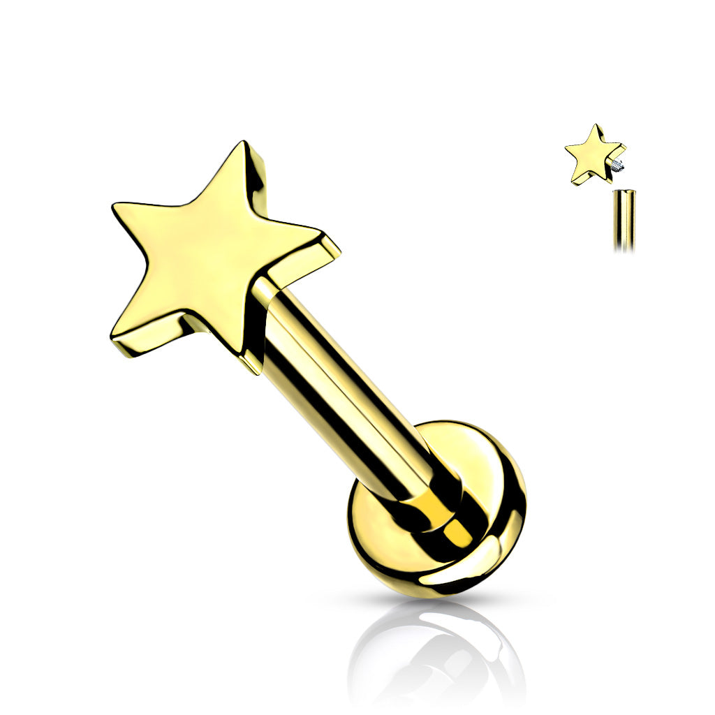 Labret Ster Goudkleurig - Titanium