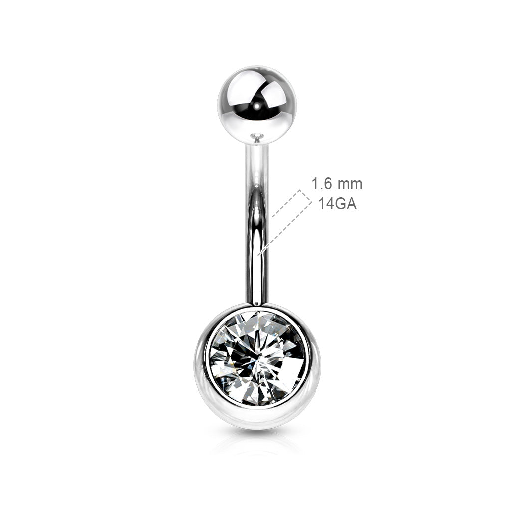 Navelpiercing Basic Zirconia - Chirurgisch Staal