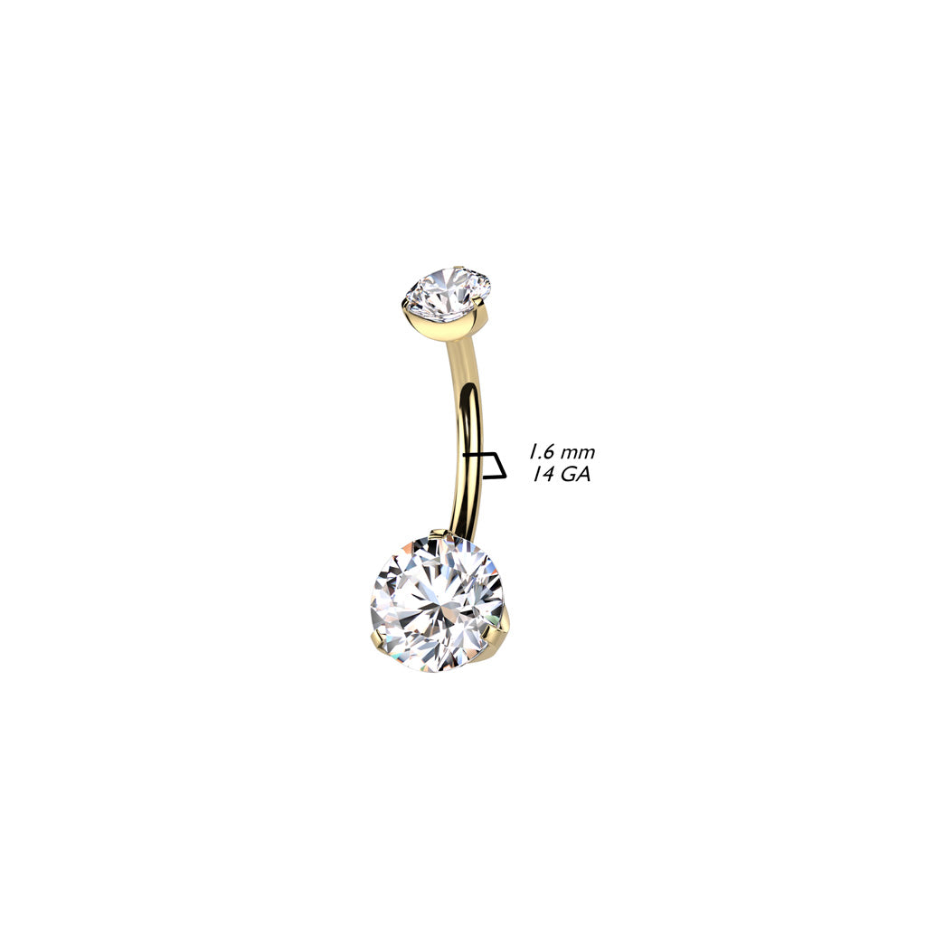 Navelpiercing Zirconia Goudkleurig - Titanium & PVD